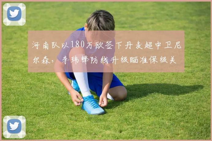 河南队以180万欧签下丹麦超中卫尼尔森，李玮锋防线升级瞄准保级关键战